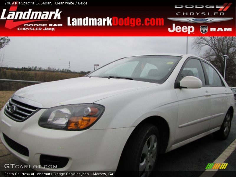 Clear White / Beige 2009 Kia Spectra EX Sedan