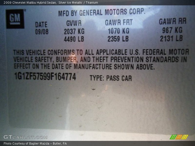 Silver Ice Metallic / Titanium 2009 Chevrolet Malibu Hybrid Sedan