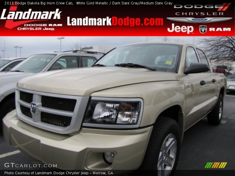 White Gold Metallic / Dark Slate Gray/Medium Slate Gray 2011 Dodge Dakota Big Horn Crew Cab