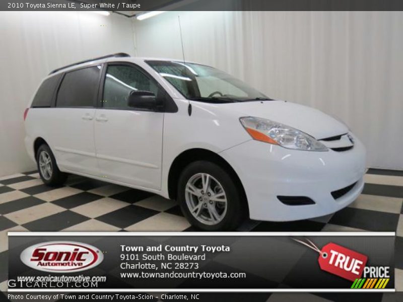 Super White / Taupe 2010 Toyota Sienna LE
