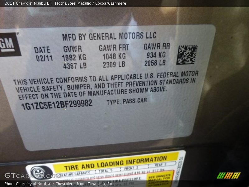 Mocha Steel Metallic / Cocoa/Cashmere 2011 Chevrolet Malibu LT