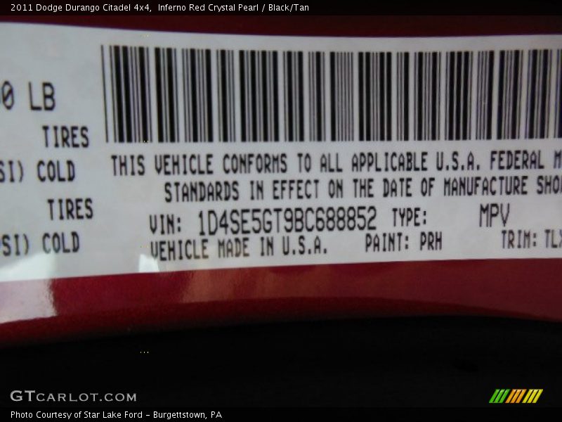 Inferno Red Crystal Pearl / Black/Tan 2011 Dodge Durango Citadel 4x4