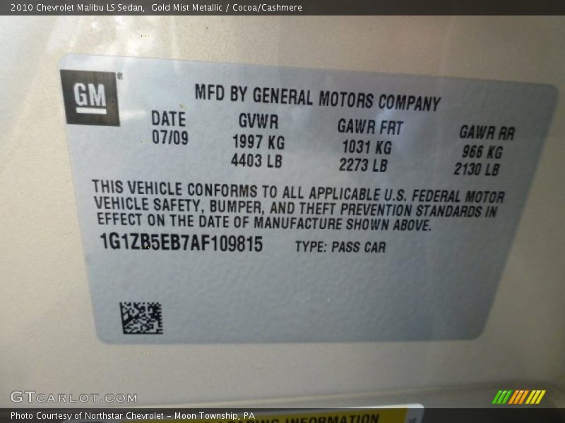 Gold Mist Metallic / Cocoa/Cashmere 2010 Chevrolet Malibu LS Sedan