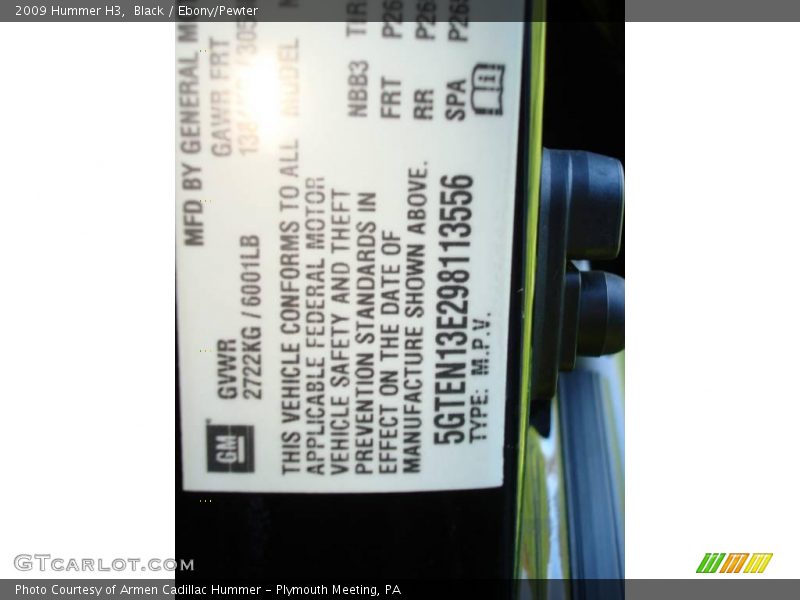 Black / Ebony/Pewter 2009 Hummer H3