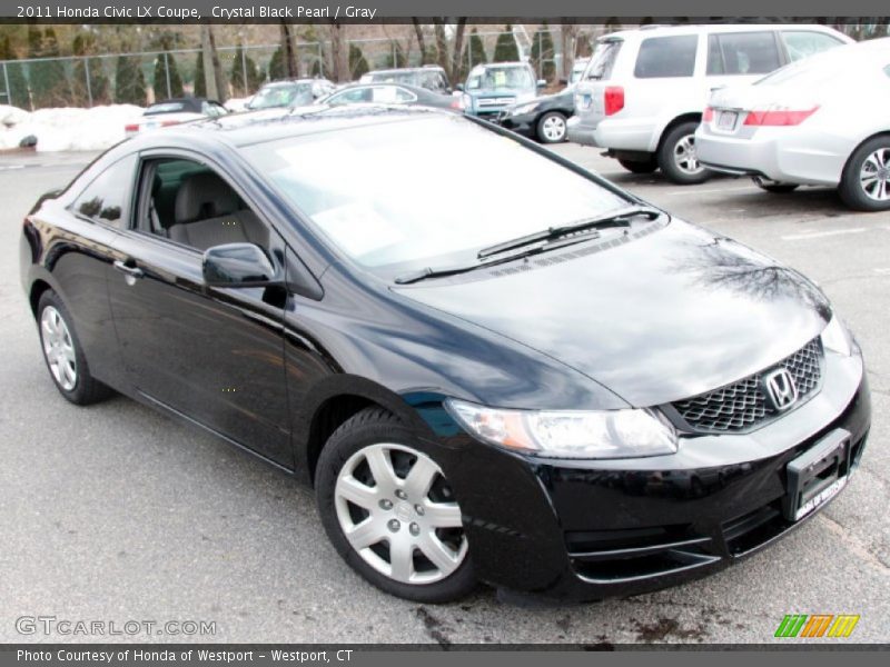 Crystal Black Pearl / Gray 2011 Honda Civic LX Coupe