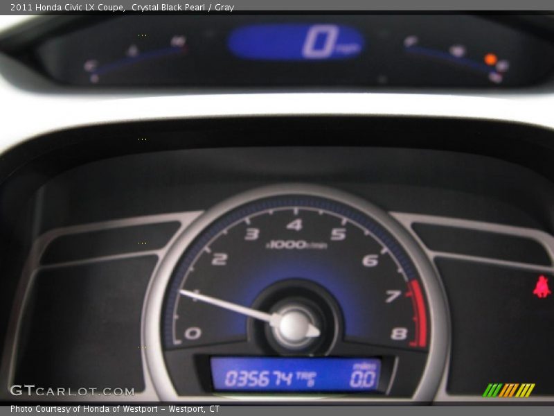 Crystal Black Pearl / Gray 2011 Honda Civic LX Coupe
