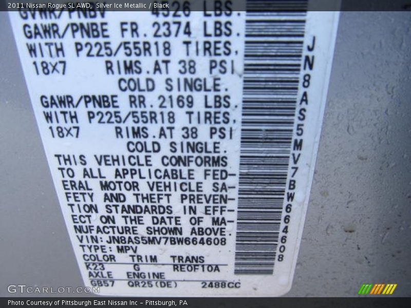 Silver Ice Metallic / Black 2011 Nissan Rogue SL AWD