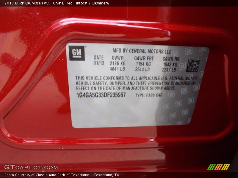 Crystal Red Tintcoat / Cashmere 2013 Buick LaCrosse FWD