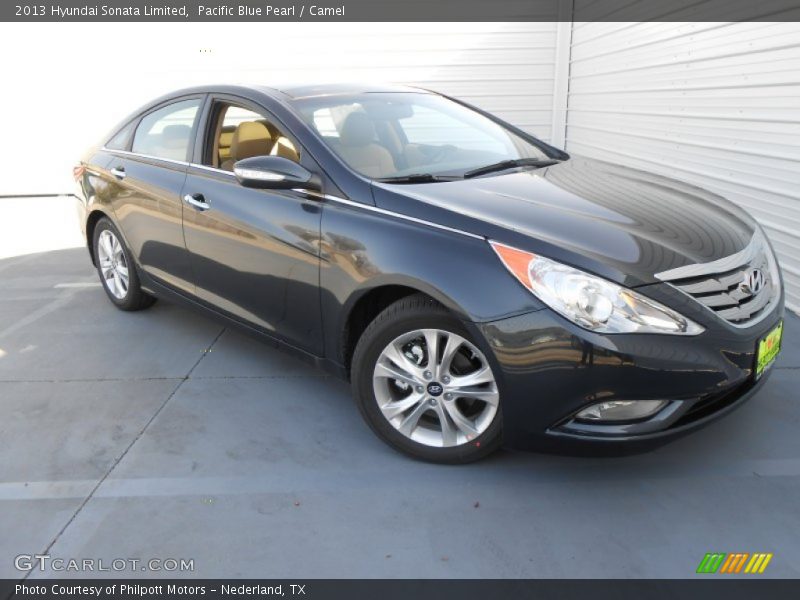 Pacific Blue Pearl / Camel 2013 Hyundai Sonata Limited