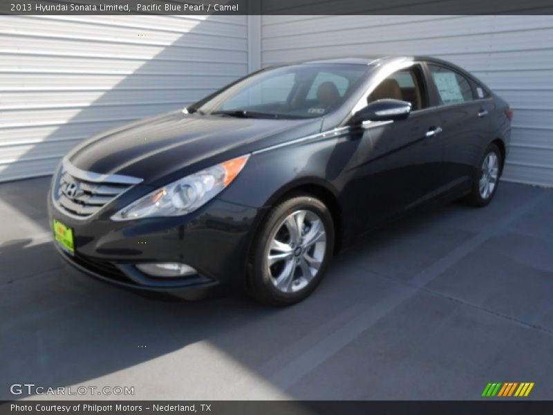 Pacific Blue Pearl / Camel 2013 Hyundai Sonata Limited