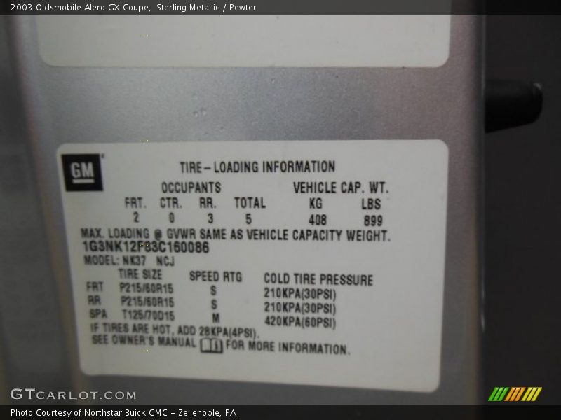 Sterling Metallic / Pewter 2003 Oldsmobile Alero GX Coupe