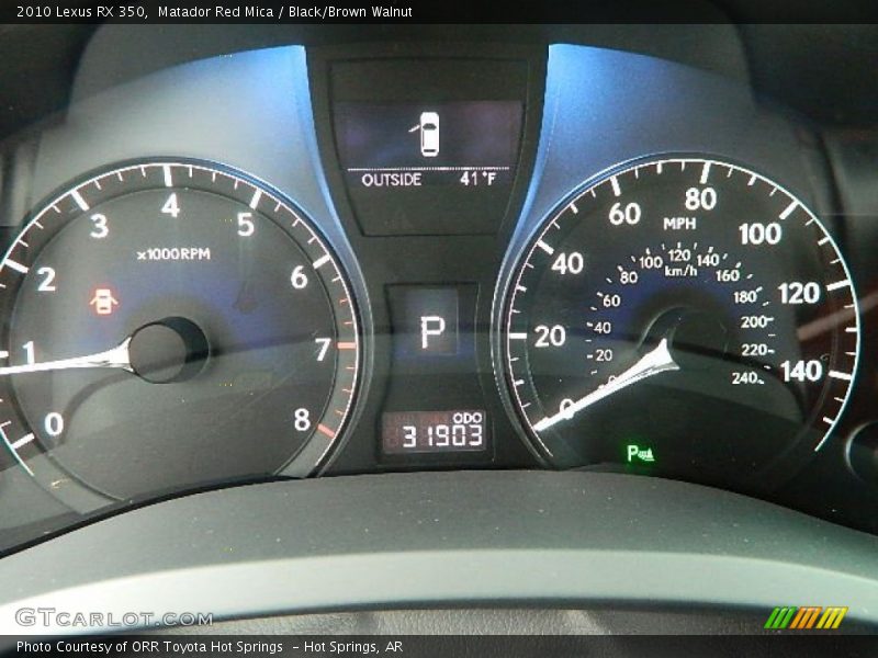 Matador Red Mica / Black/Brown Walnut 2010 Lexus RX 350