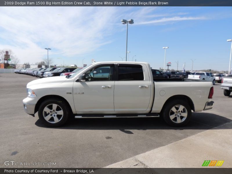 Stone White / Light Pebble Beige/Bark Brown 2009 Dodge Ram 1500 Big Horn Edition Crew Cab
