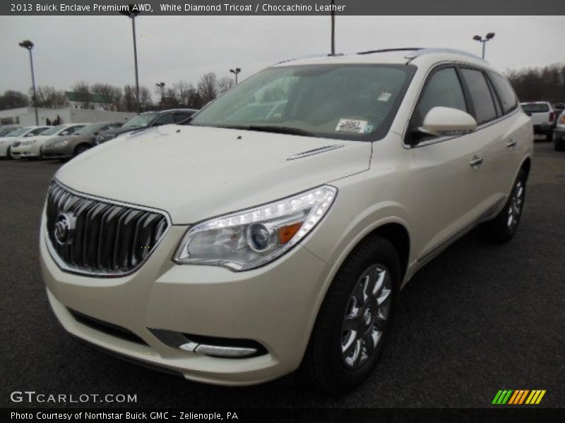 White Diamond Tricoat / Choccachino Leather 2013 Buick Enclave Premium AWD