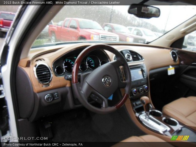 White Diamond Tricoat / Choccachino Leather 2013 Buick Enclave Premium AWD