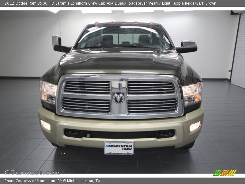 Sagebrush Pearl / Light Pebble Beige/Bark Brown 2012 Dodge Ram 3500 HD Laramie Longhorn Crew Cab 4x4 Dually