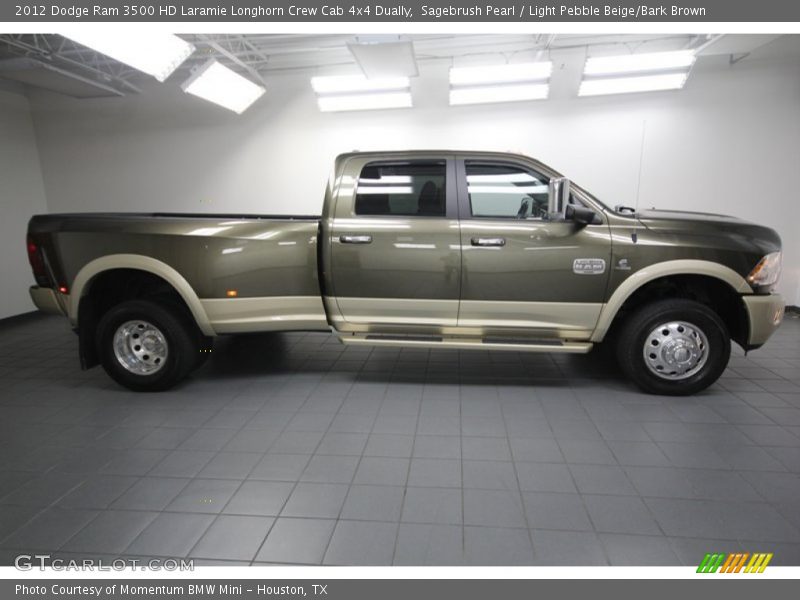 Sagebrush Pearl / Light Pebble Beige/Bark Brown 2012 Dodge Ram 3500 HD Laramie Longhorn Crew Cab 4x4 Dually