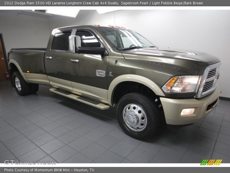 Sagebrush Pearl / Light Pebble Beige/Bark Brown 2012 Dodge Ram 3500 HD Laramie Longhorn Crew Cab 4x4 Dually