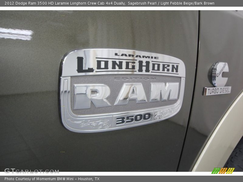 Sagebrush Pearl / Light Pebble Beige/Bark Brown 2012 Dodge Ram 3500 HD Laramie Longhorn Crew Cab 4x4 Dually