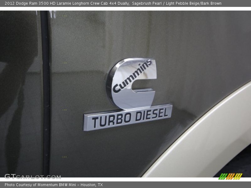 Sagebrush Pearl / Light Pebble Beige/Bark Brown 2012 Dodge Ram 3500 HD Laramie Longhorn Crew Cab 4x4 Dually