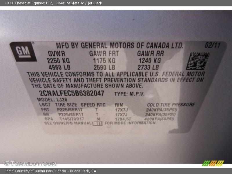 Silver Ice Metallic / Jet Black 2011 Chevrolet Equinox LTZ