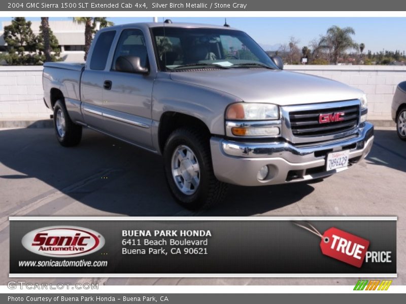 Silver Birch Metallic / Stone Gray 2004 GMC Sierra 1500 SLT Extended Cab 4x4