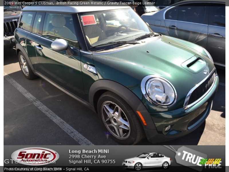 British Racing Green Metallic / Gravity Tuscan Beige Leather 2009 Mini Cooper S Clubman