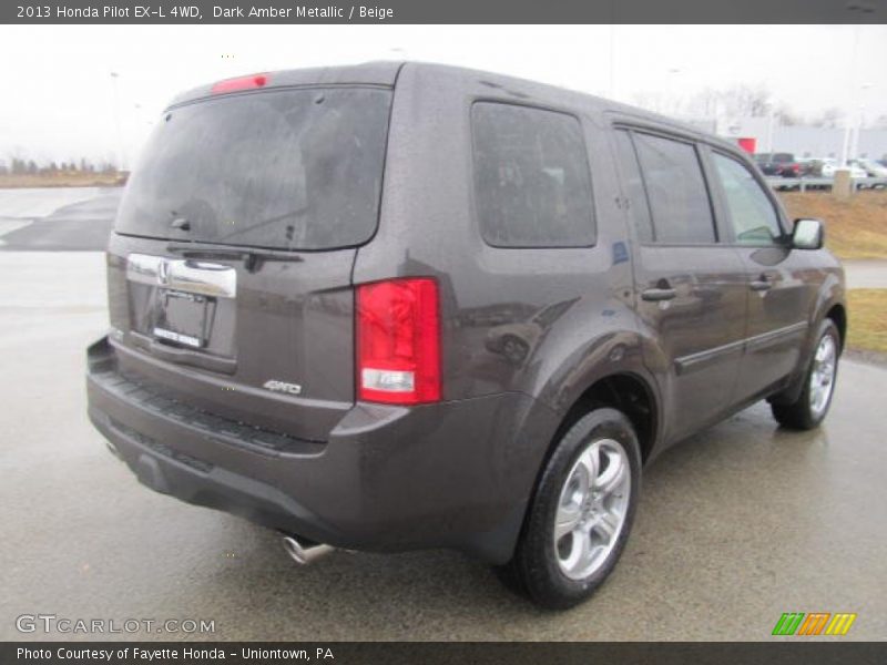 Dark Amber Metallic / Beige 2013 Honda Pilot EX-L 4WD