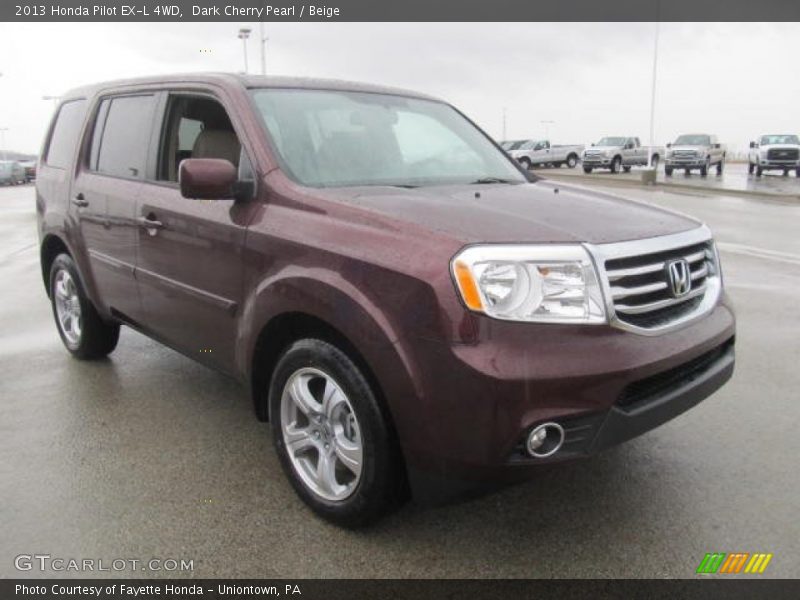 Dark Cherry Pearl / Beige 2013 Honda Pilot EX-L 4WD