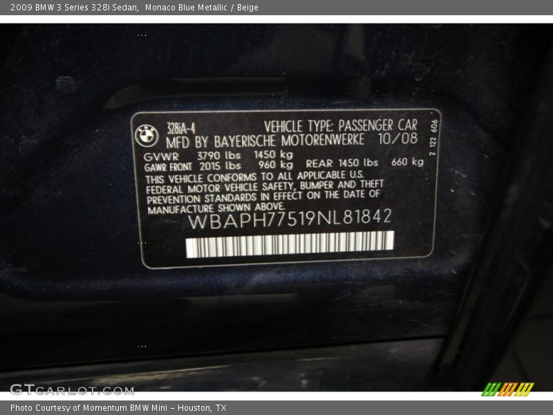 Monaco Blue Metallic / Beige 2009 BMW 3 Series 328i Sedan