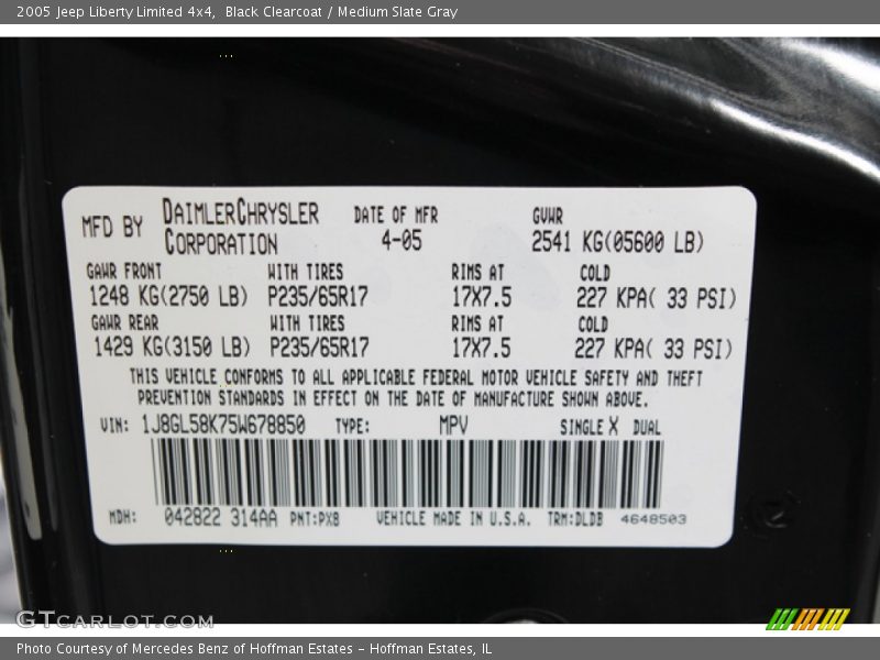 Black Clearcoat / Medium Slate Gray 2005 Jeep Liberty Limited 4x4