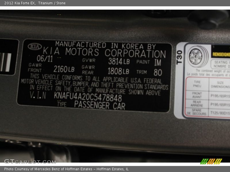 Titanium / Stone 2012 Kia Forte EX