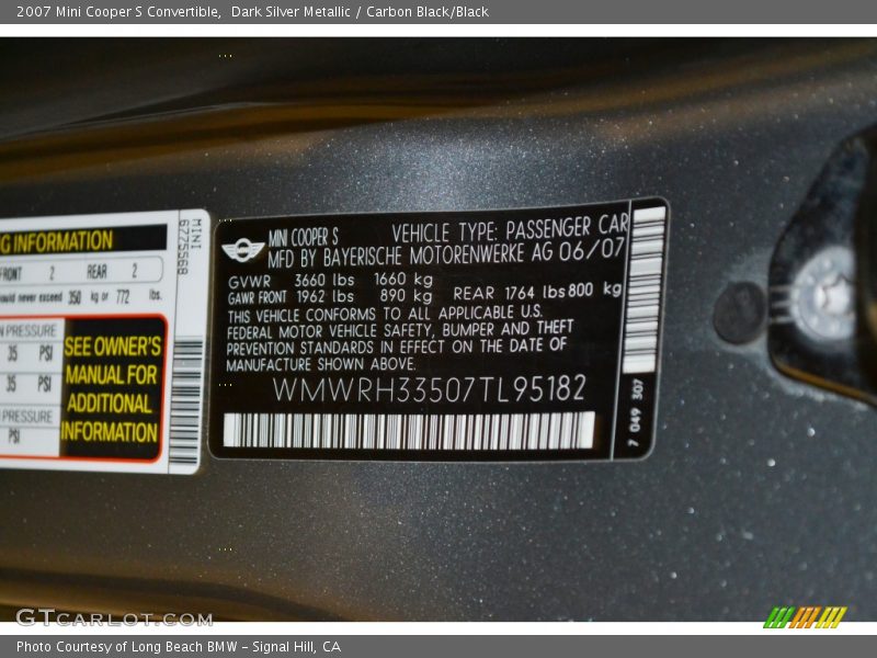 Dark Silver Metallic / Carbon Black/Black 2007 Mini Cooper S Convertible