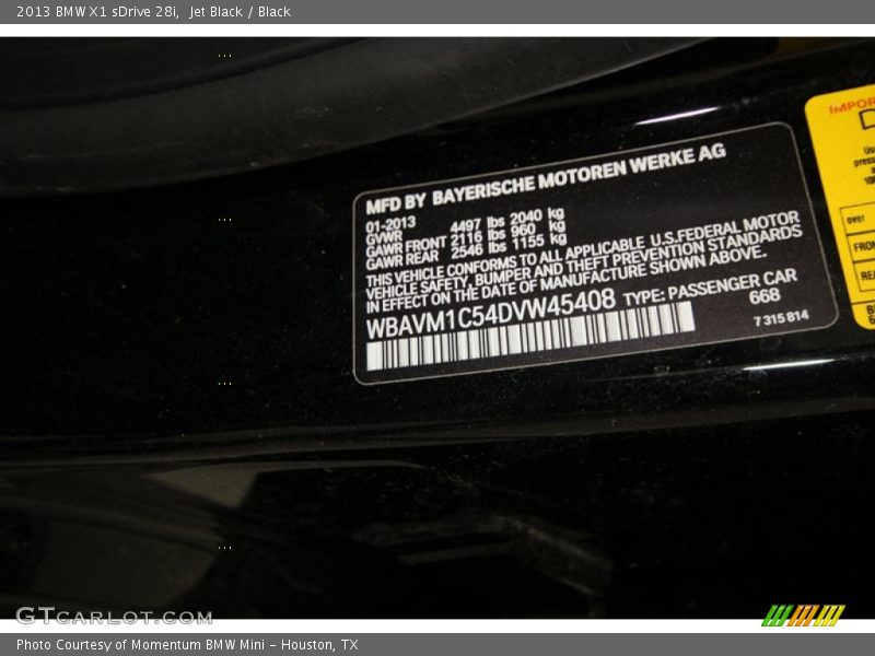 Jet Black / Black 2013 BMW X1 sDrive 28i