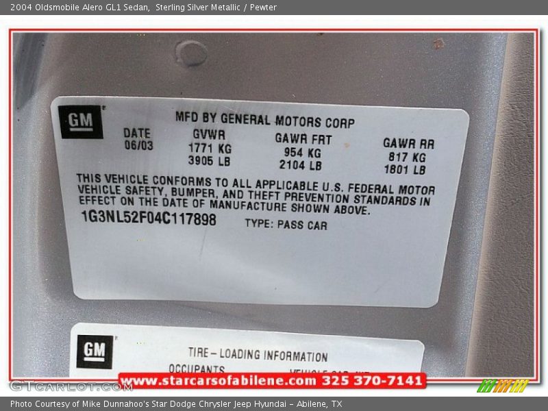 Sterling Silver Metallic / Pewter 2004 Oldsmobile Alero GL1 Sedan