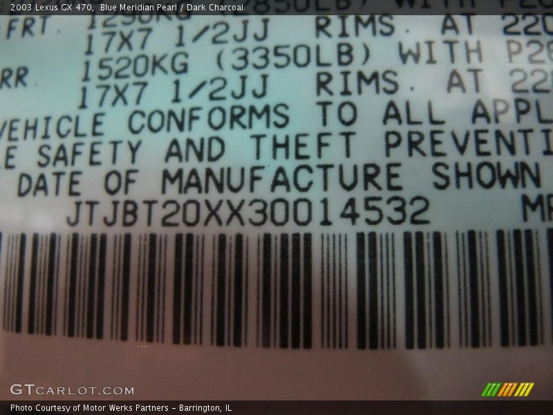 Blue Meridian Pearl / Dark Charcoal 2003 Lexus GX 470