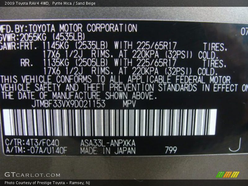 Pyrite Mica / Sand Beige 2009 Toyota RAV4 4WD