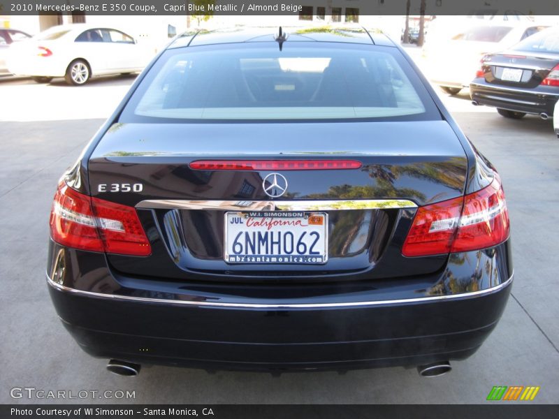 Capri Blue Metallic / Almond Beige 2010 Mercedes-Benz E 350 Coupe