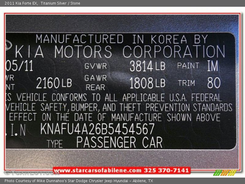 Titanium Silver / Stone 2011 Kia Forte EX