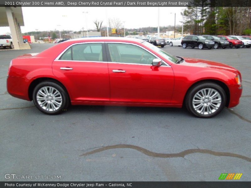 Deep Cherry Red Crystal Pearl / Dark Frost Beige/Light Frost Beige 2011 Chrysler 300 C Hemi AWD