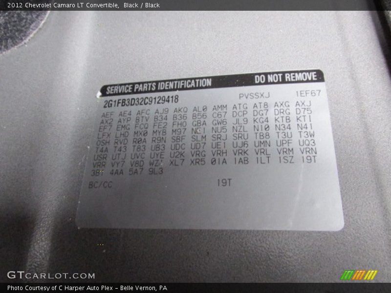 Black / Black 2012 Chevrolet Camaro LT Convertible
