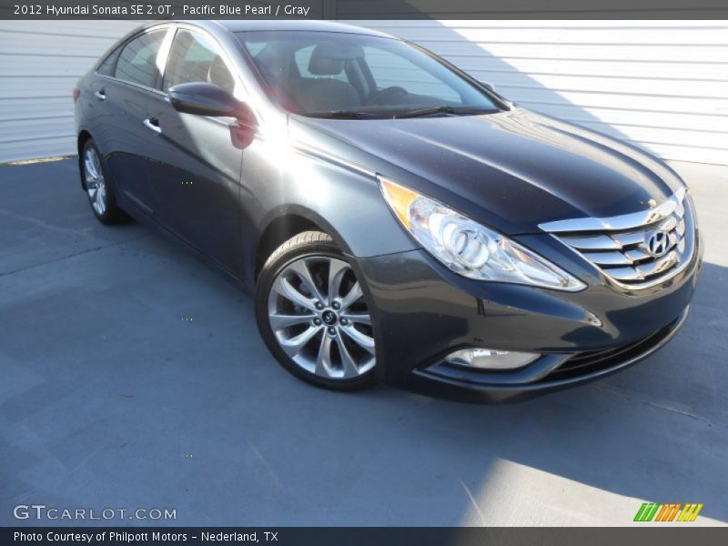 Pacific Blue Pearl / Gray 2012 Hyundai Sonata SE 2.0T