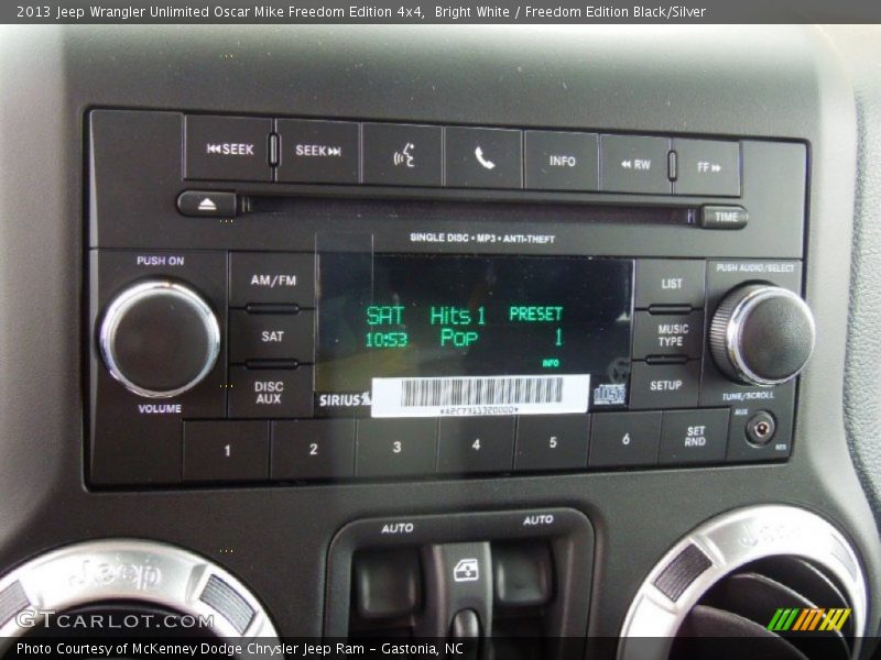 Controls of 2013 Wrangler Unlimited Oscar Mike Freedom Edition 4x4
