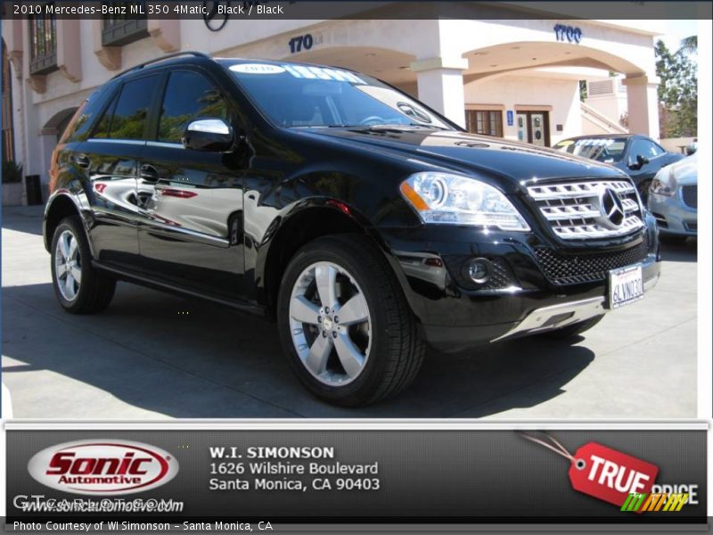 Black / Black 2010 Mercedes-Benz ML 350 4Matic