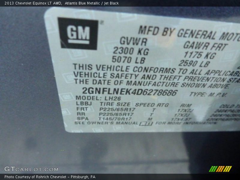 Atlantis Blue Metallic / Jet Black 2013 Chevrolet Equinox LT AWD