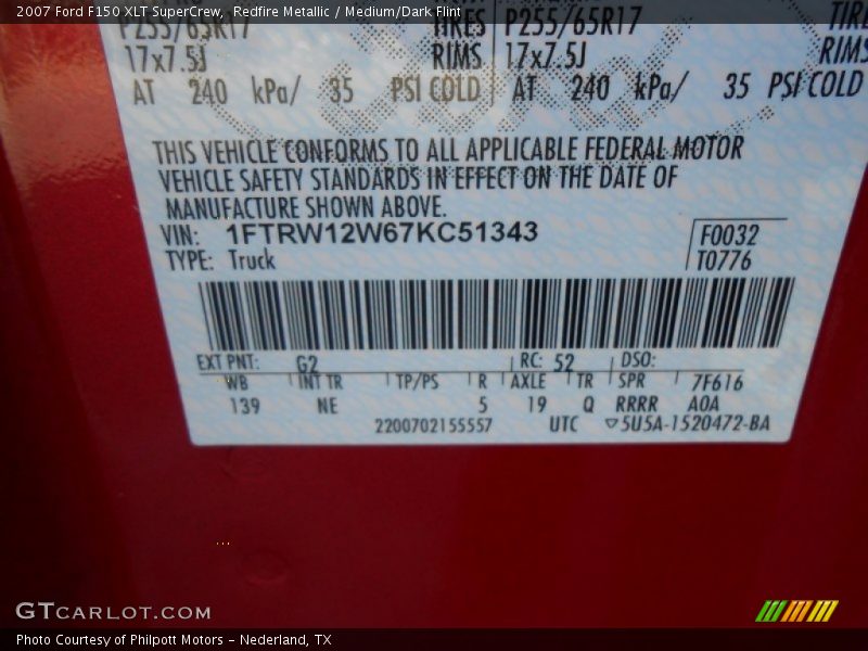Redfire Metallic / Medium/Dark Flint 2007 Ford F150 XLT SuperCrew