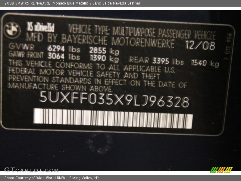 Monaco Blue Metallic / Sand Beige Nevada Leather 2009 BMW X5 xDrive35d