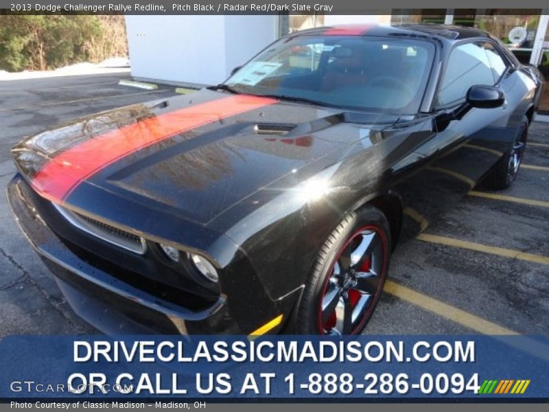 Pitch Black / Radar Red/Dark Slate Gray 2013 Dodge Challenger Rallye Redline