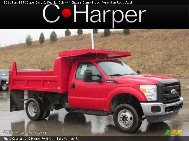 Vermillion Red / Steel 2011 Ford F350 Super Duty XL Regular Cab 4x4 Chassis Dump Truck