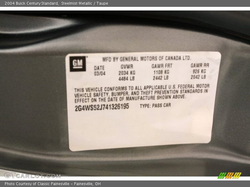 Steelmist Metallic / Taupe 2004 Buick Century Standard